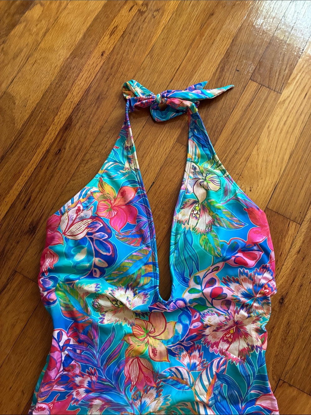 JOHNNY WAS Multi Floral Halter One-Piece Swimsuit - Picture 2 of 9